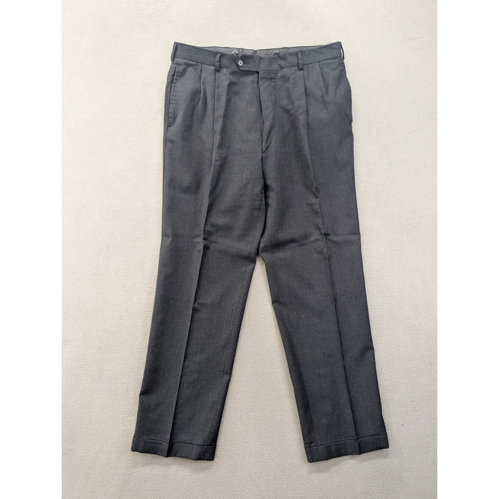 Jos A Bank Gray 100% Wool Suit Two Piece Mens 42R Regular Fit Dress Work - Picture 4 of 11